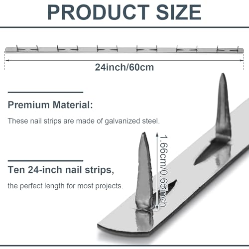 10 Pcs 24" Upholstery Tacks Strips Metal Galvanized Steel