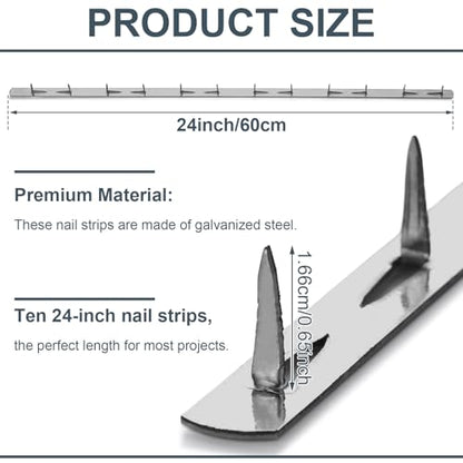 10 Pcs 24" Upholstery Tacks Strips Metal Galvanized Steel