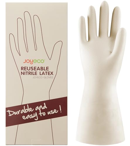 Cleaning Gloves Dishwashing Kitchen Gloves Reusable Rubber 1 Pairs White, Medium - size: Medium