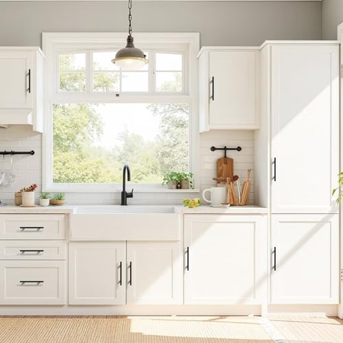 Probrico Matte Black Cabinet Handles & Pulls 5" CC Square 5 Pack - color: Black, size: Hole Center: 128mm(5inch)