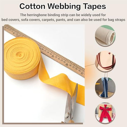 Gold 2''Cotton Herringbone Twill Tape 15Yd Binding Trim - color: Gold