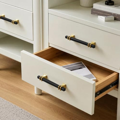 Goldenwarm Black and Gold Cabinet Pulls 5" Brass and Black Cabinet Pulls - color: Black & Matte Gold, size: 5 Inch Hole Centers