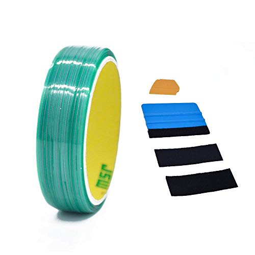 Cutting Tape No-Knife Tape Design Line Finish Line Vinyl Wrap Cutting Tape - 50m / 164 ft with Toolkit (Blue Applicator Squeegee, Yellow Detailed Squeegee Black Felt Edge Decals) - size: 1-Pack 50meters / 164feet with Toolkit