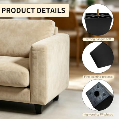 FabricJoy 12 Pack 4 Inch Plastic Furniture Legs Square Sofa Couch Legs Replacement Tapered Feet with M8 T-Nuts Screws for Legs Sofas Table Chairs Cabinets Dressers Beds - size: 4 inch