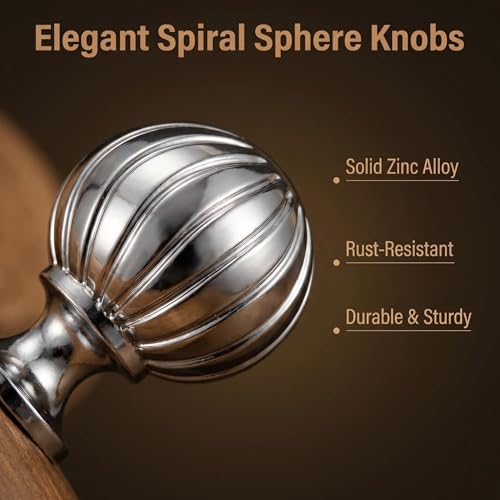 Guank 12Pack Gold Cabinet Knobs, Modern Titanium Silver Silver Spherical Swirl Knobs, Zinc Alloy Drawer Pulls for Kitchen Cabinets, Dresser Drawers, Cupboards Pulls - color: Titanium Silver
