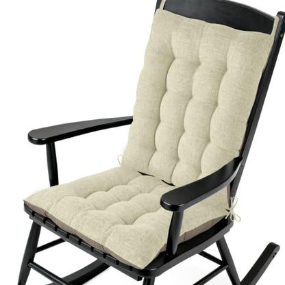 AddGrace Extra Large Rocking Chair Cushions with Ties Set of 2 Beige - color: Beige