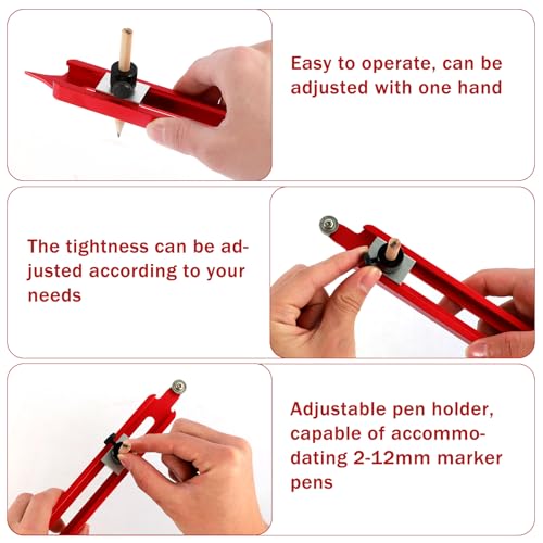 Contour Gauge Scribe Tool, Precise Profile Scribing Ruler with Adjustable Pencil Holder, Aluminum Alloy Woodworking Edge Corner Measuring Profile Duplicator Contour Gauge for Tiles Carpenter