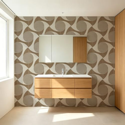 Chunlei Peel and Stick Wallpaper, Beige Retro Geometric Circle Pattern, 118in x 17.7in, Waterproof Vinyl, Removable Reusable, Eco-Friendly, for Bedroom Living Room Rental Apartment - color: Beige03, size: 17.7" x 118.1"
