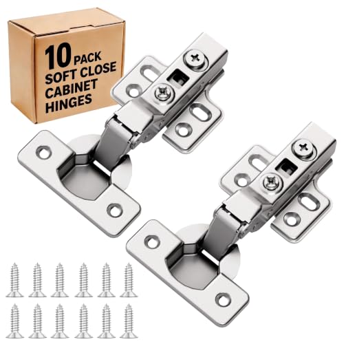 10Pcs Frameless Soft Close Half Overlay Cabinet Hinges - color: Half Overlay, size: 5 Pairs