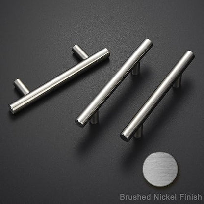 Estmoon 30 Pack Brushed Nickel Cabinet Handles 3 Inch Hole Center Drawer Pulls Stainless Steel Cabinet Pulls Silver Kitchen Handles Cabinet Hardware for Drawers, Cupboards - 5" Length, 3" Hole Center - color: Brushed Nickel