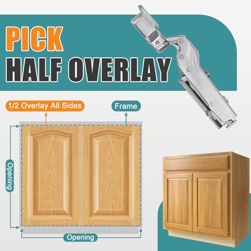 HBL' Soft Close Hinges for Frameless Cabinets, 110°, 35mm Cup, 50 Pack - size: Half Overlay