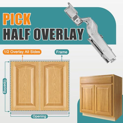 HBL' Soft Close Hinges for Frameless Cabinets, 110°, 35mm Cup, 50 Pack - size: Half Overlay