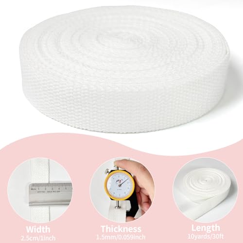 White Cotton Webbing 1in x 10Yards - color: White