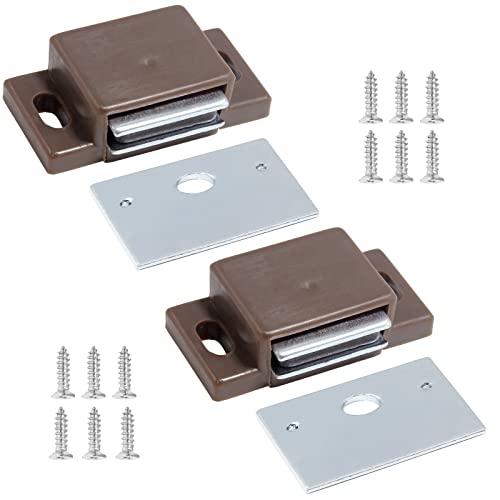 BokWin Magnetic Door Catch, 2 PCS, Brown, 15lb - color: Brown