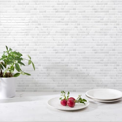 STICKGOO Thicker Peel and Stick Backsplash Tile for Kitchen and Bathroom - color: White Marble