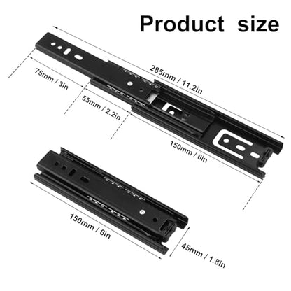 8 Pairs 6 Inch Black Full Extension Drawer Slides, Side Mount Drawer Slides with Screw, Ball Bearing Telescopic Slider for Cabinet, Kitchen Drawer Slides, Ideal for Kitchen and Office Cabinet - size: 8 Pairs 6 Inch