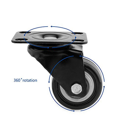 4 PCS 2 inch Heavy Duty Caster Wheels Polyurethane PU Rubber Swivel Casters with Top Plate & Strong Bearing Total 400lb Quite Mute Non-Marking Locking Stem Casters Black (2'') - size: 2''