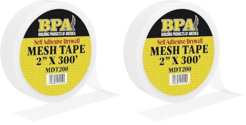 BPA Mesh Drywall Tape, 2 Inch x 300 Ft Roll – Self-Adhesive Fiberglass Joint Tape for Drywall Repair, Cracks, and Wall Reinforcement (Pack of 2) - size: 8 inches (Pack of 2)