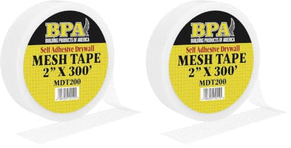 BPA Mesh Drywall Tape, 2 Inch x 300 Ft Roll – Self-Adhesive Fiberglass Joint Tape for Drywall Repair, Cracks, and Wall Reinforcement (Pack of 2) - size: 8 inches (Pack of 2)