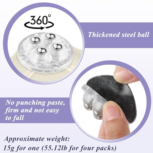 Honoson Self Adhesive Caster Wheels,Clear,4 Steel,16 Pcs - color: Clear, size: 4 Steel