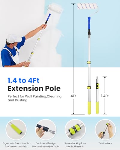 33PCS Complete Paint Roller Kit with Extension Pole & Carry Bag