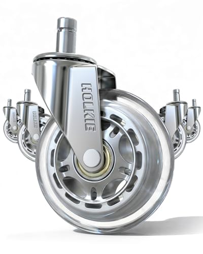 HOLKIE Office Chair Wheels Universal Fit Lounge Chair Silver - color: Silver