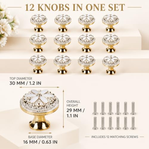 Wealrit 12 pcs Diameter 1.2 Inch Flower Shaped Cabinet Knobs