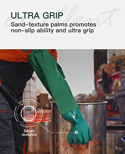 PACIFIC PPE 26 Inch PVC Chemical Resistant Gloves, Waterproof, Reusable, L - color: Green 26inch 1pair, size: Large (Pack of 1)
