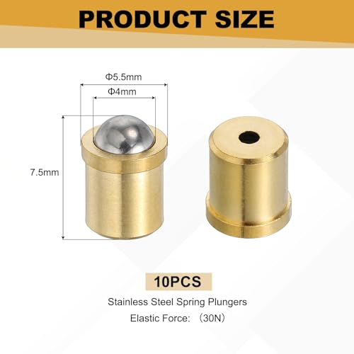 uxcell 10Pcs Stainless Steel Spring Plunger 7.5x5.5 mm Precision Ball (30N) - size: 7.5 x 5.5 mm(30N)