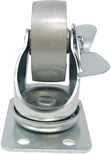 2" Steel Plate Caster Wheels, Set of 4, with Brake - size: 2" With Brake
