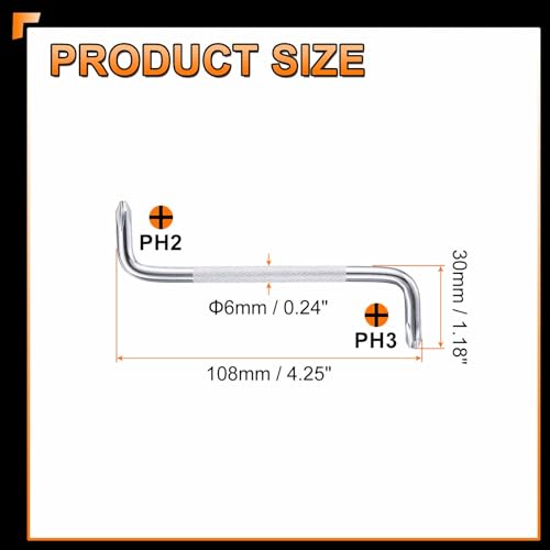 HARFINGTON 2pcs Offset Screwdriver PH3/PH2 Phillips Cross Head - size: PH3/PH2