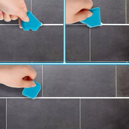 5 in 1 Silicone Caulking Tool Kit, Caulking Grout Removal Sealant Finishing Tool with Grout Scraper, Adhesive Residue Scraper Seam Repair Toolkit for Bathroom Kitchen