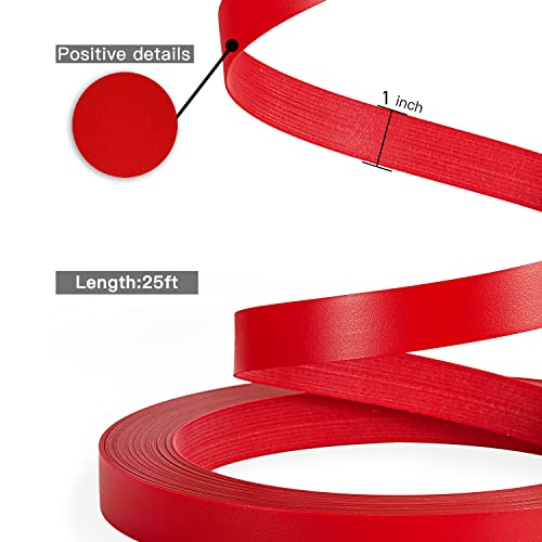 PVC Edge Banding, 1" x 25ft Non Glued Chrome Red Edge Banding for Table Cabinet Furniture Trim - color: Red, size: 1 Inch