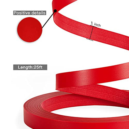 PVC Edge Banding, 1" x 25ft Non Glued Chrome Red Edge Banding for Table Cabinet Furniture Trim - color: Red, size: 1 Inch