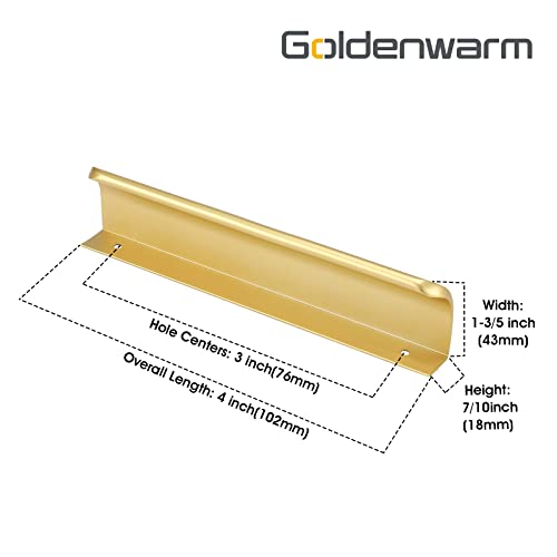 Goldenwarm 10 Pack 3 Inch Matte Gold Finger Pulls Cabinet Edge Pulls Brushed Brass Drawer Handles Edge Hardware for Kitchen Cupboard - color: Matte Gold, size: Hole Center:76mm(3in)