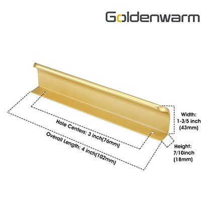Goldenwarm 10 Pack 3 Inch Matte Gold Finger Pulls Cabinet Edge Pulls Brushed Brass Drawer Handles Edge Hardware for Kitchen Cupboard - color: Matte Gold, size: Hole Center:76mm(3in)