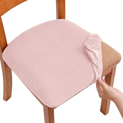 Smiry Velvet Seat Covers for Dining Room Chair Set of 2 - color: Light Pink, size: Set of 2
