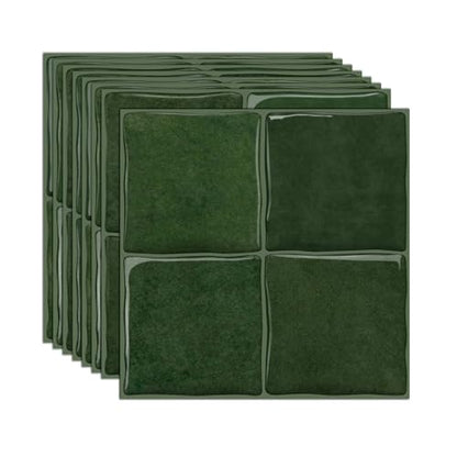 20pcs Peel and Stick Backsplash Wall Tiles, Green, 6"x6" - color: Green