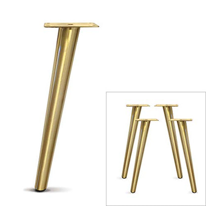 Slant Furniture Metal Legs - Set of 4 New, Plated (Brushed Brass 16" H) - color: Salnt -Brushed Brass 16"h