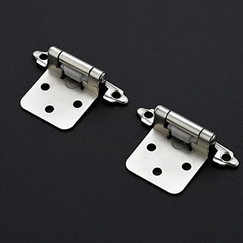 Ravinte Brushed Nickel Cabinet Hinges, 1/2 Inch Overlay, 30 Pack (15 Pairs) - color: Satin Nickel