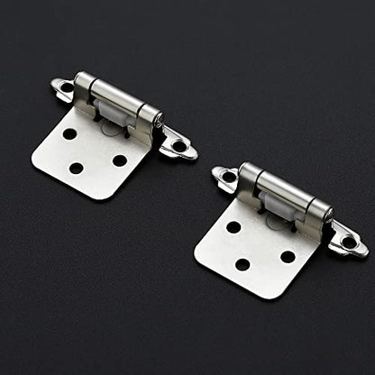 Ravinte Brushed Nickel Cabinet Hinges, 1/2 Inch Overlay, 30 Pack (15 Pairs) - color: Satin Nickel