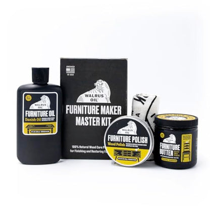 Walrus Oil - Furniture Finish Master Kit - Includes Furniture Finish, Furniture Butter, Furniture Wax, Polishing Rag, and Special Box