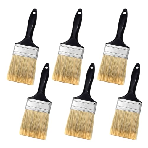 3 inch Flat Paint Brushes,Paint Brush Professional Paint Tools - color: Black 6 Pack