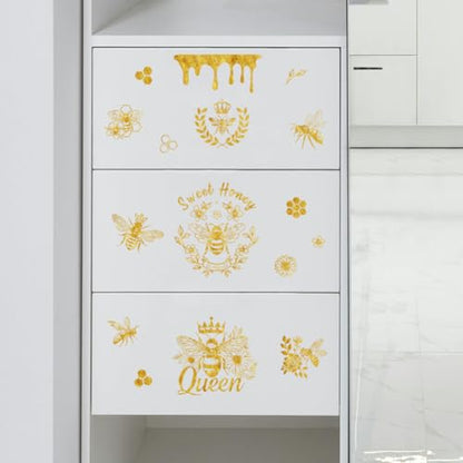 Peacoblue Golden Bee Series Rub On Transfers for Furniture Craft 6"x12" - style: Golden Bee Series