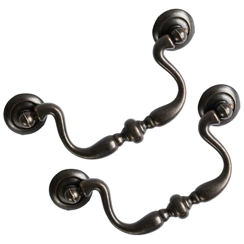 Oil Rubbed Bronze Drop Bail Drawer Pulls 4 Pack, 4" Hole Centers - color: Oil Rubbed Bronze