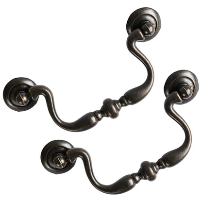 Oil Rubbed Bronze Drop Bail Drawer Pulls 4 Pack, 4" Hole Centers - color: Oil Rubbed Bronze