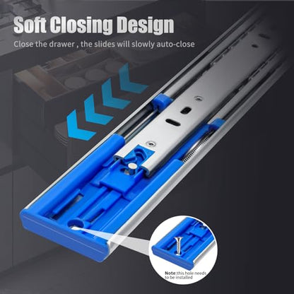 SLIDEWAY 200 Lbs Soft Close Heavy Duty Drawer Slides 1 Pair 14 16 18 20 22 24 26 28 Inch Full Extension Ball Bearing Sliding Rails Cabinet Runners Tracks Tool Box Glides-Soft Closing 14" - color: 51mm Soft Close, size: 14 Inch