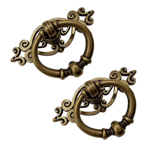 8 Pack Antique Brass Ring Pulls, Single Hole Cabinet Hardware - color: Antique Brass