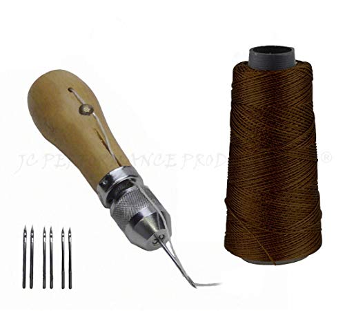 JC Performance Leather Sewing Awl Quick Stitch Repair Tool Set Heavy Duty Thread (Without Awl, Dark Brown) - color: Dark Brown, size: Standard