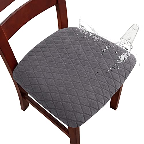 Genina Waterproof Seat Covers for Dining Room Chairs, Stretch Chair Covers Removable Washable Dinning Room Kitchen Chair Seat Cushion Slipcovers (Argyle-Dark Gray, 2 PCS) - color: Argyle-dark Gray, size: 2 PCS